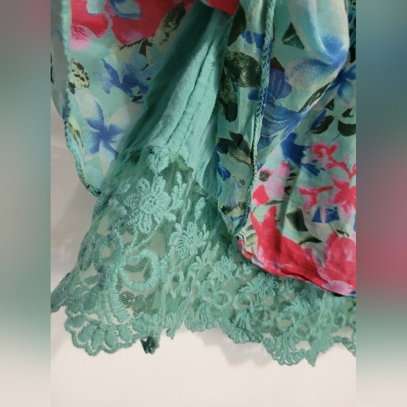 Silk Blend Floral Print Skirt Green XS/S? - Picture 3 of 8